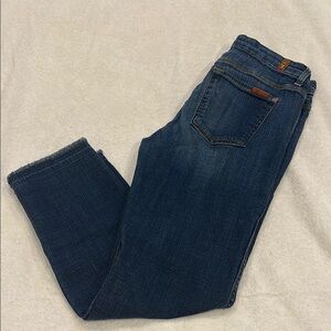 7 For All Mankind Blue Ankle Cropped Jeans